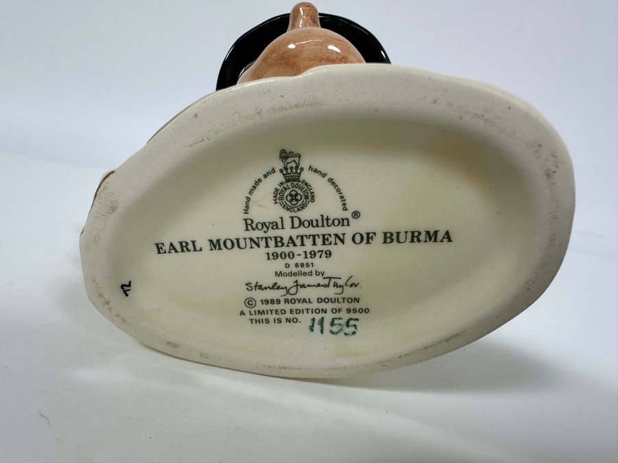 Vintage 1989 Limited Edition Royal Doulton Toby Mug 'Earl Mountbatten Of Burma 1900-1979' D6851 Made In England 4H [Photo 7]