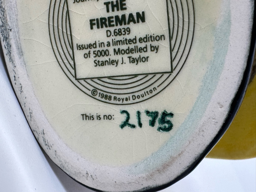 Vintage 1988 Limited Edition Royal Doulton Toby Mug 'The Fireman' From The Series Journey Through Britain D6839 Made In England 4H [Photo 9]