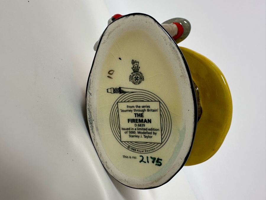 Vintage 1988 Limited Edition Royal Doulton Toby Mug 'The Fireman' From The Series Journey Through Britain D6839 Made In England 4H [Photo 7]