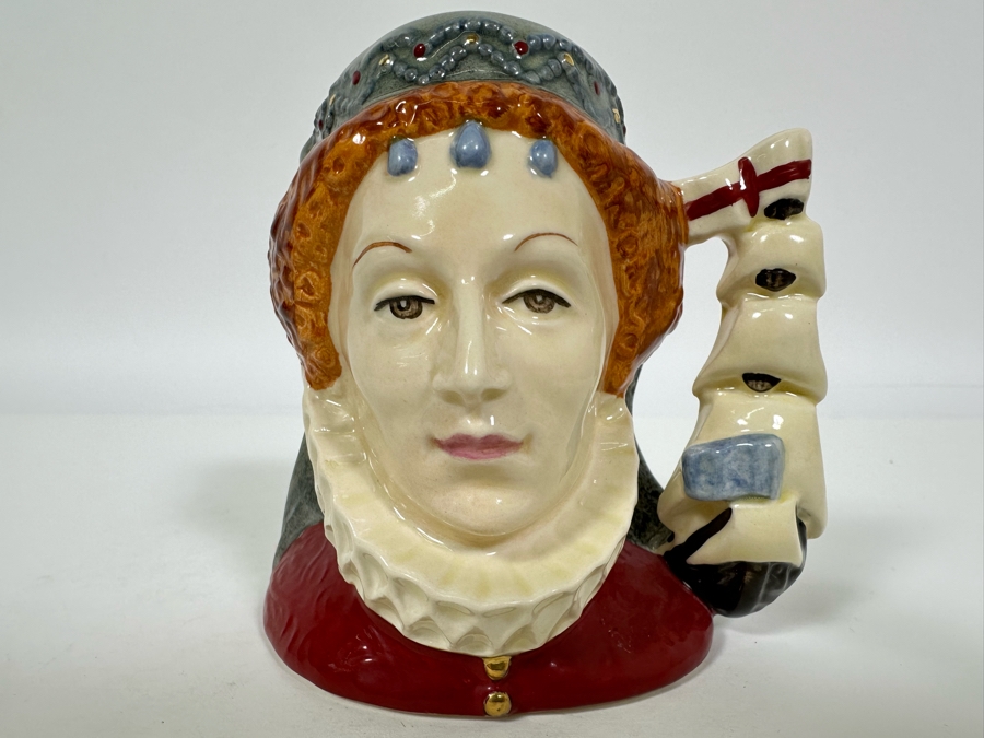 Vintage 1988 Limited Edition Royal Doulton Toby Mug 'Queen Elizabeth I Of England' Armada 1588-1988 Issued To Commemorate The 400th Anniversary Of The Spanish Armada In 1588 D6821 Made In England 4H [Photo 2]