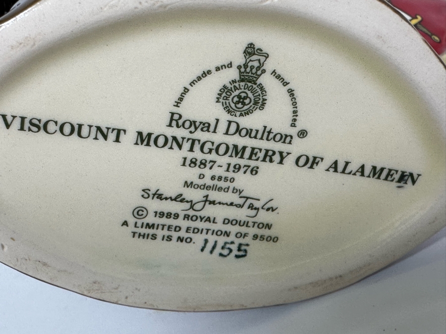 Vintage 1989 Limited Edition Royal Doulton Toby Mug 'Viscount Montgomery Of Alamein 1887-1976' D6850 Made In England 4H [Photo 7]