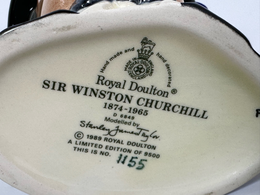 Vintage 1989 Limited Edition Royal Doulton Toby Mug 'Sir Winston Churchill 1874-1965' D6849 Made In England 4H [Photo 7]