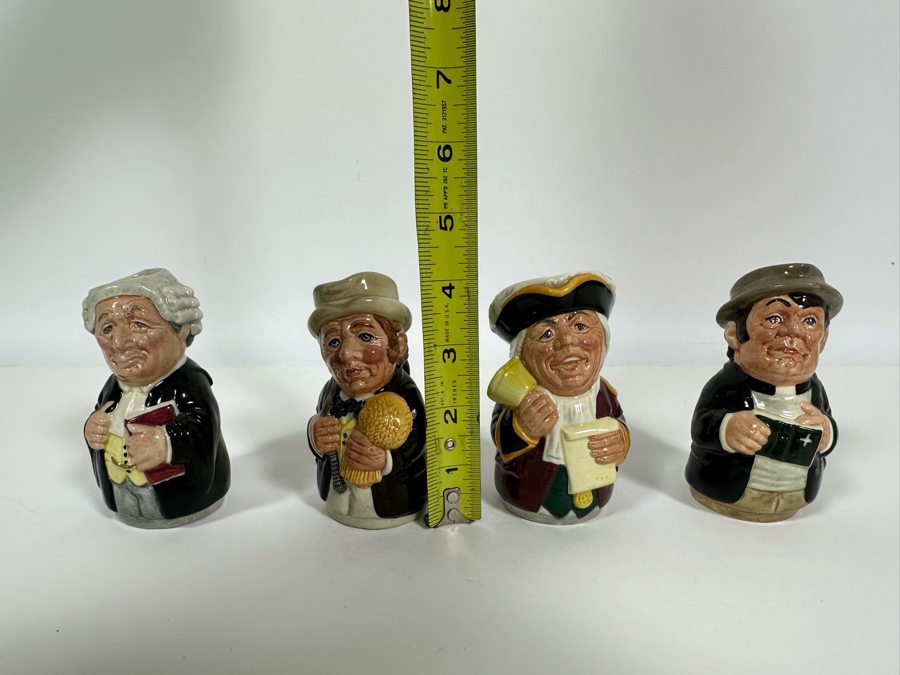 Vintage 1983 Royal Doulton Small Character Mugs From The Doultonville Collection: Mr. Litigate (The Lawyer) D6699, Mr. Furrow (The Farmer) D6701, Mr. Tonsil (The Town Crier) D6713 & Rev. Cassock (The Clergyman) Small Made In England 4H [Photo 13]