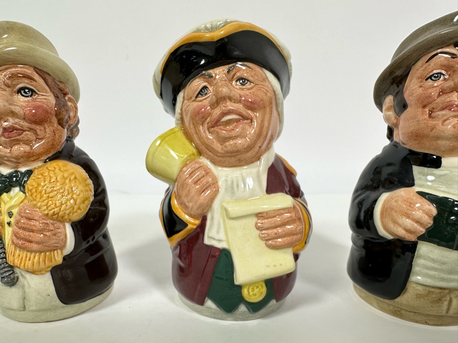 Vintage 1983 Royal Doulton Small Character Mugs From The Doultonville Collection: Mr. Litigate (The Lawyer) D6699, Mr. Furrow (The Farmer) D6701, Mr. Tonsil (The Town Crier) D6713 & Rev. Cassock (The Clergyman) Small Made In England 4H [Photo 5]