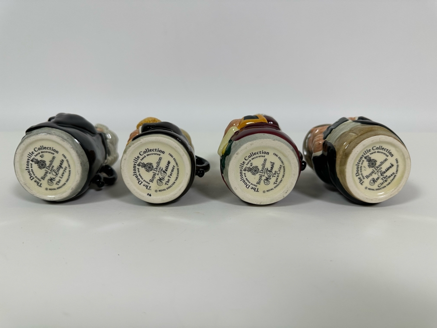 Vintage 1983 Royal Doulton Small Character Mugs From The Doultonville Collection: Mr. Litigate (The Lawyer) D6699, Mr. Furrow (The Farmer) D6701, Mr. Tonsil (The Town Crier) D6713 & Rev. Cassock (The Clergyman) Small Made In England 4H [Photo 8]