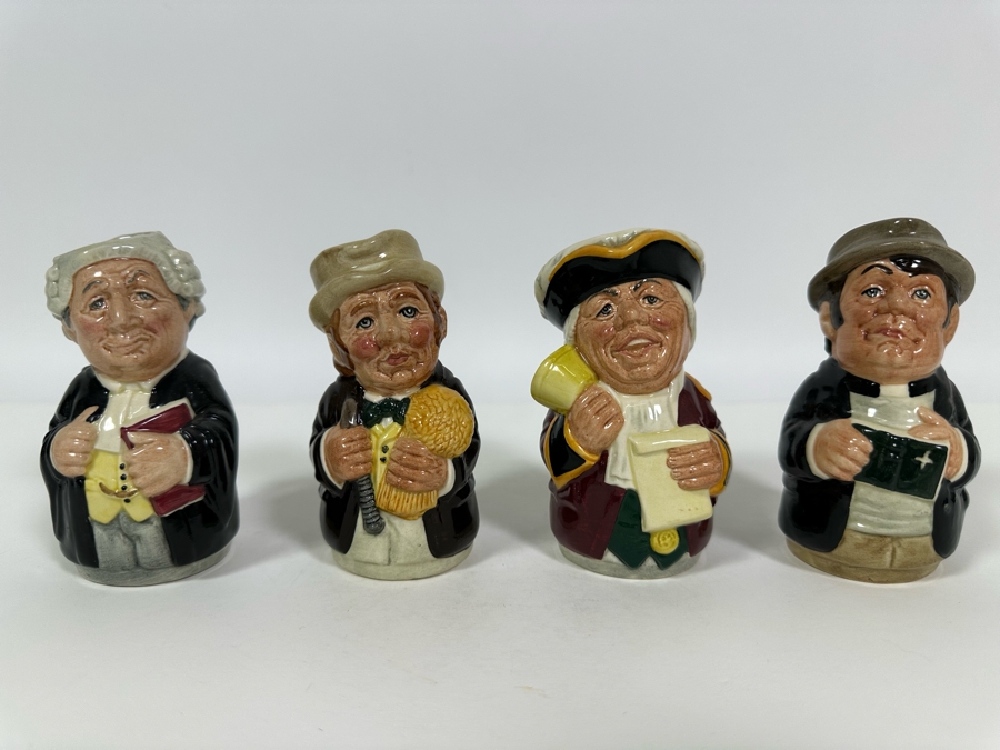 Vintage 1983 Royal Doulton Small Character Mugs From The Doultonville Collection: Mr. Litigate (The Lawyer) D6699, Mr. Furrow (The Farmer) D6701, Mr. Tonsil (The Town Crier) D6713 & Rev. Cassock (The Clergyman) Small Made In England 4H [Photo 2]