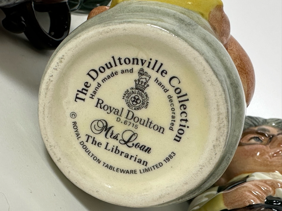 Vintage 1983 Royal Doulton Small Character Mugs From The Doultonville Collection: The Nurse D6700, The Barmaid D6716, The Clairvoyant D6714, The Librarian D6715 & The Schoolmistress D6722 1984 Made In England 4H [Photo 13]