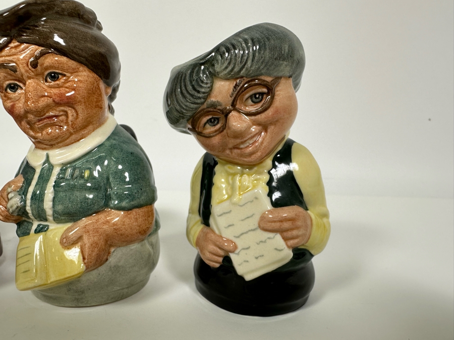 Vintage 1983 Royal Doulton Small Character Mugs From The Doultonville Collection: The Nurse D6700, The Barmaid D6716, The Clairvoyant D6714, The Librarian D6715 & The Schoolmistress D6722 1984 Made In England 4H [Photo 3]