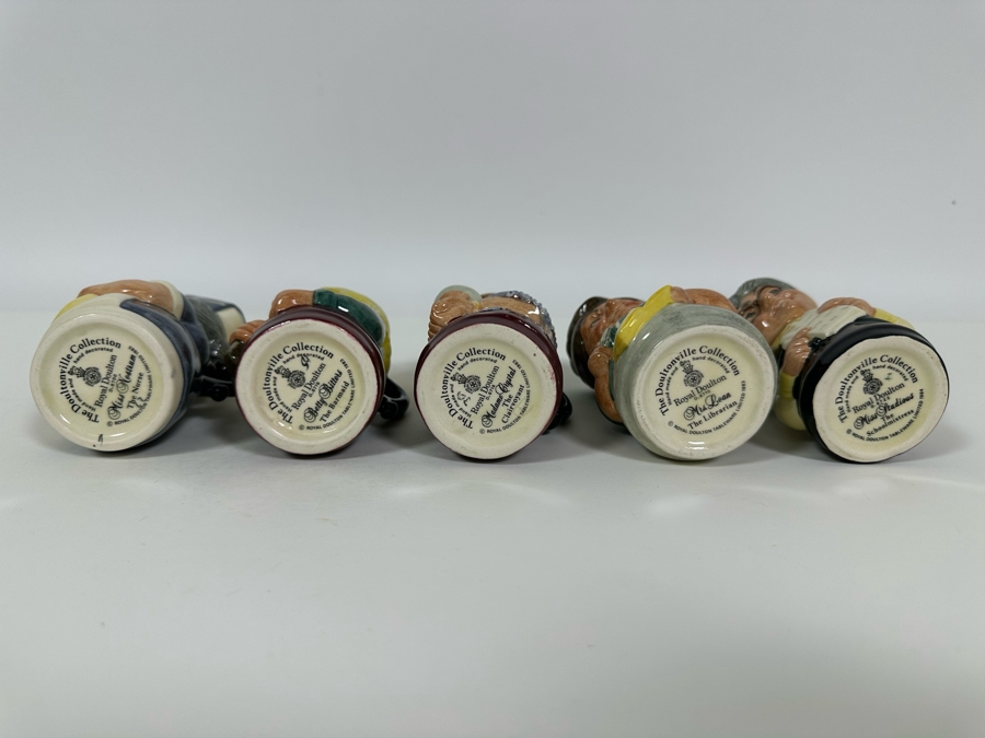 Vintage 1983 Royal Doulton Small Character Mugs From The Doultonville Collection: The Nurse D6700, The Barmaid D6716, The Clairvoyant D6714, The Librarian D6715 & The Schoolmistress D6722 1984 Made In England 4H [Photo 9]