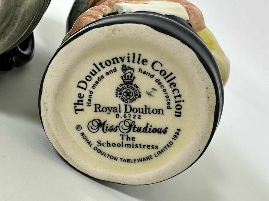 Vintage 1983 Royal Doulton Small Character Mugs From The Doultonville Collection: The Nurse D6700, The Barmaid D6716, The Clairvoyant D6714, The Librarian D6715 & The Schoolmistress D6722 1984 Made In England 4H [Photo 14]