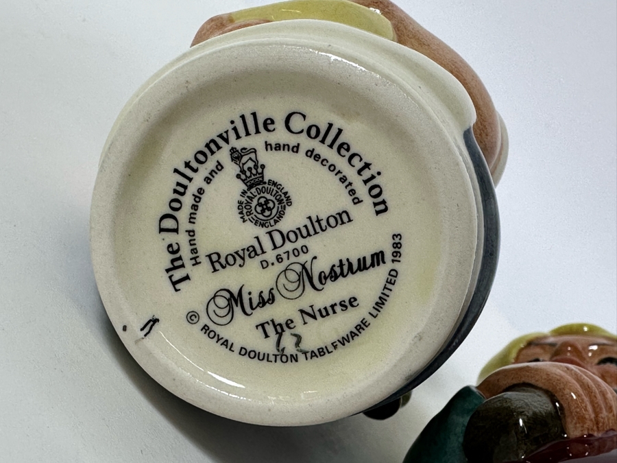 Vintage 1983 Royal Doulton Small Character Mugs From The Doultonville Collection: The Nurse D6700, The Barmaid D6716, The Clairvoyant D6714, The Librarian D6715 & The Schoolmistress D6722 1984 Made In England 4H [Photo 10]