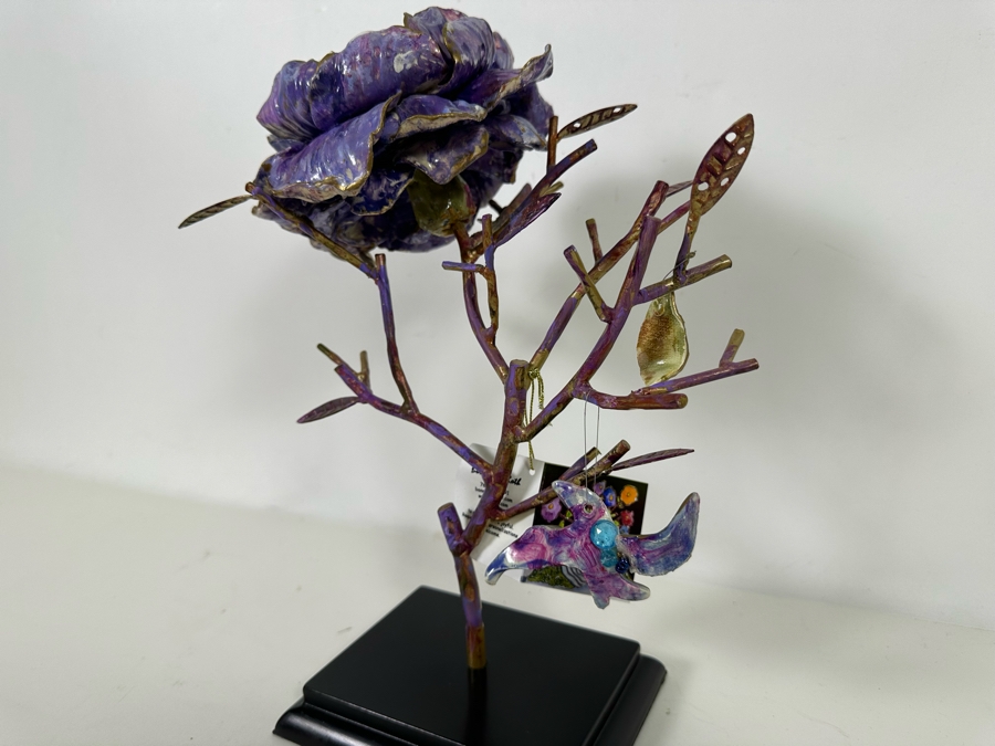 Bonnie Lee Roth (B. 1942, Southern California) Original Purple Magnolia Tree With Heart Sculpture 13H [Photo 10]