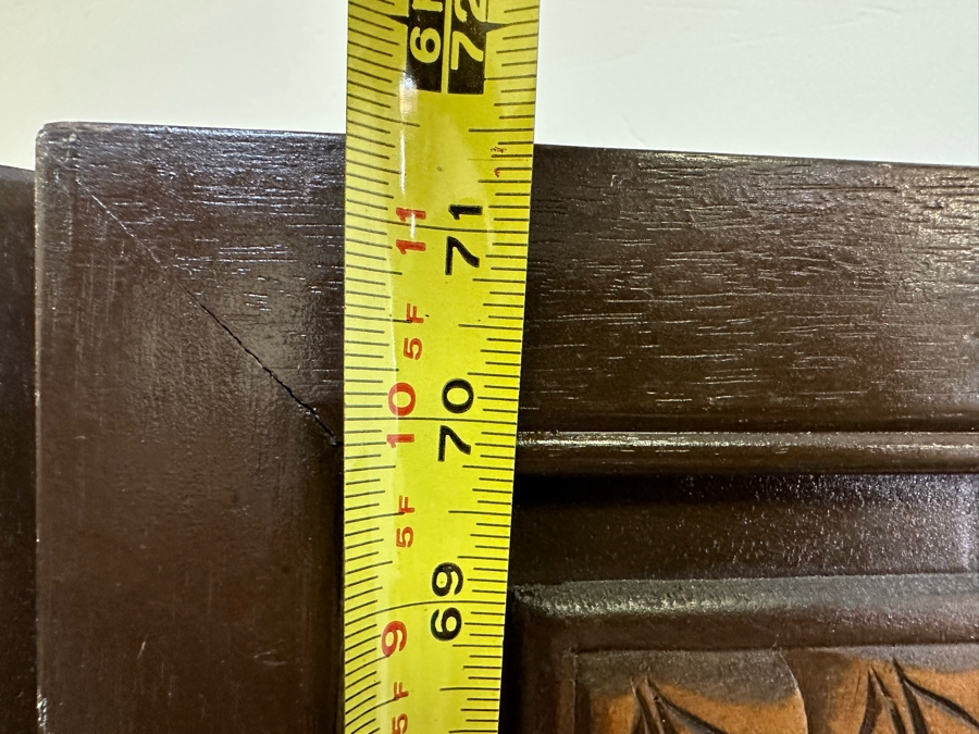 Vintage Wooden 4-Panel Relief Carved Peacock Bird Themed Floor Screen 72'W X 71.5'H [Photo 19]