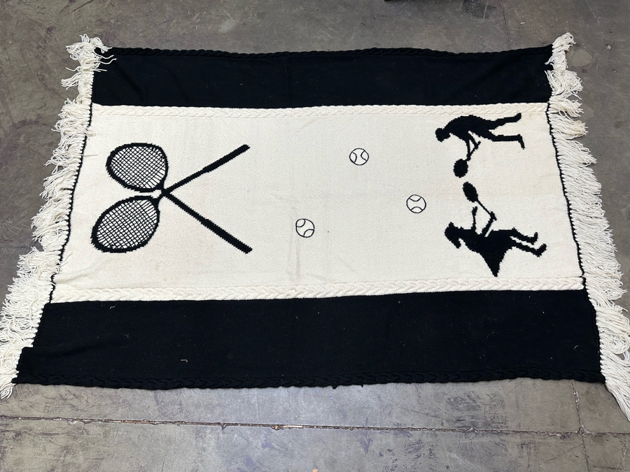 Tennis Themed Wool Throw Blanket 58W X 81L [Photo 2]