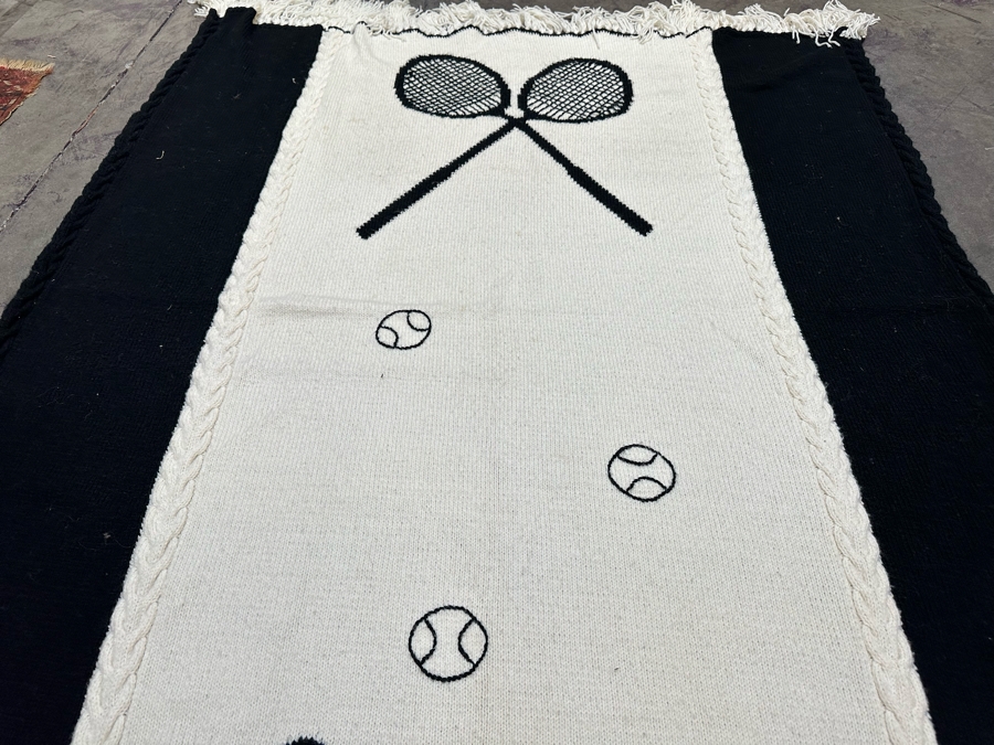 Tennis Themed Wool Throw Blanket 58W X 81L [Photo 8]