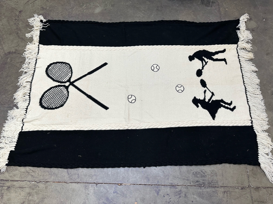 Tennis Themed Wool Throw Blanket 58W X 81L