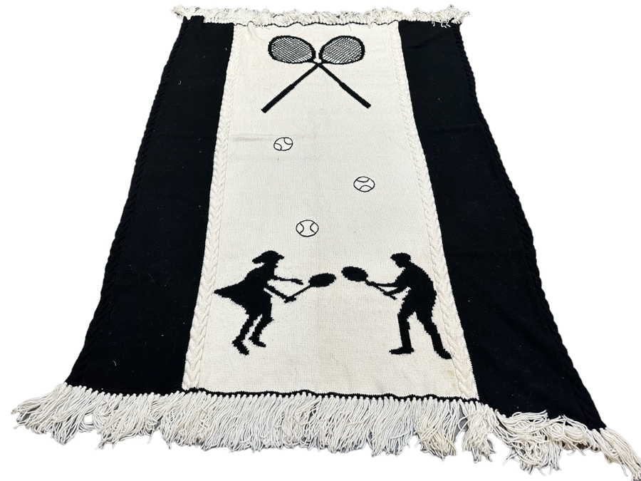 Tennis Themed Wool Throw Blanket 58W X 81L [Photo 1]
