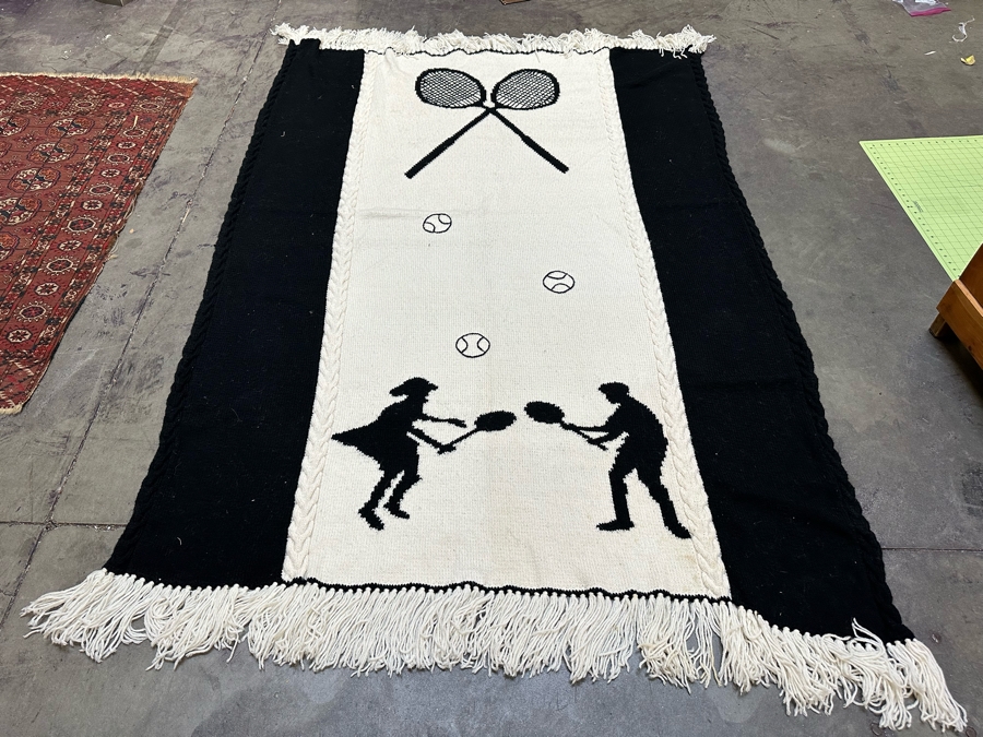 Tennis Themed Wool Throw Blanket 58W X 81L [Photo 5]