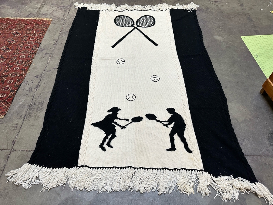 Tennis Themed Wool Throw Blanket 58W X 81L [Photo 4]