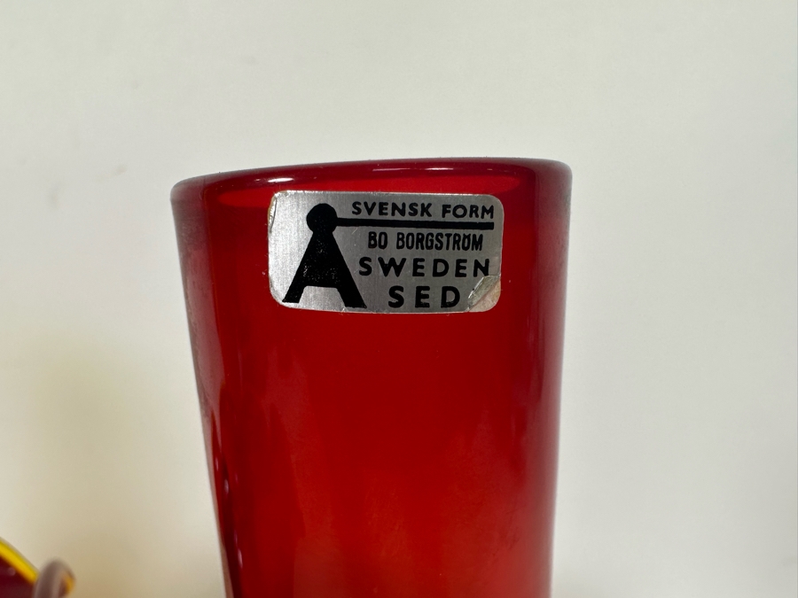 Mid-Century Glass Collection Includes: Svensk Form Bo Borgstrom Sweden Seda Vase 8H (R), Viking Art Glass Footed Candy Dish 5.5 (M) & Art Glass Vase (Blenko?) 10H [Photo 5]