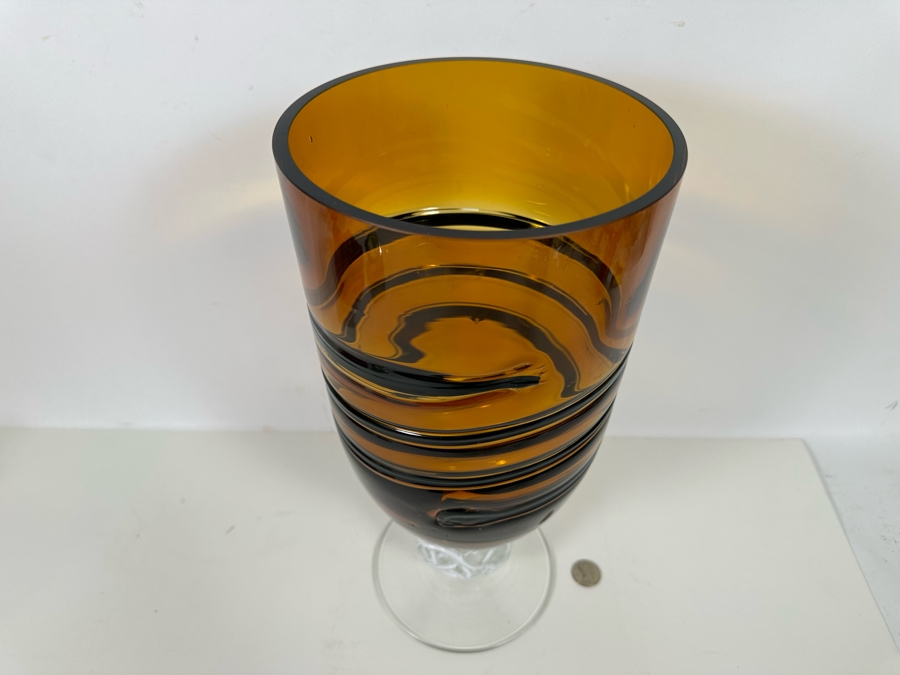 Large Murano Art Glass Footed Centerpiece Vase 15H X 7W [Photo 9]