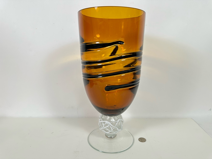 Large Murano Art Glass Footed Centerpiece Vase 15H X 7W [Photo 5]