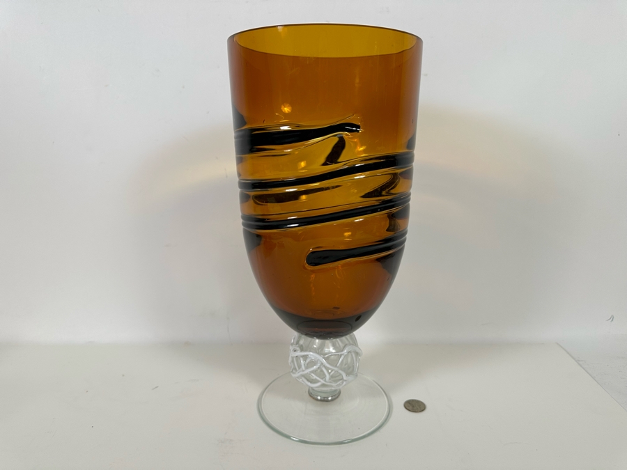 Large Murano Art Glass Footed Centerpiece Vase 15H X 7W [Photo 6]