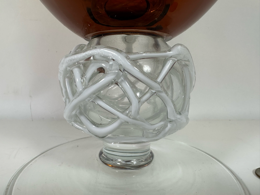 Large Murano Art Glass Footed Centerpiece Vase 15H X 7W [Photo 7]