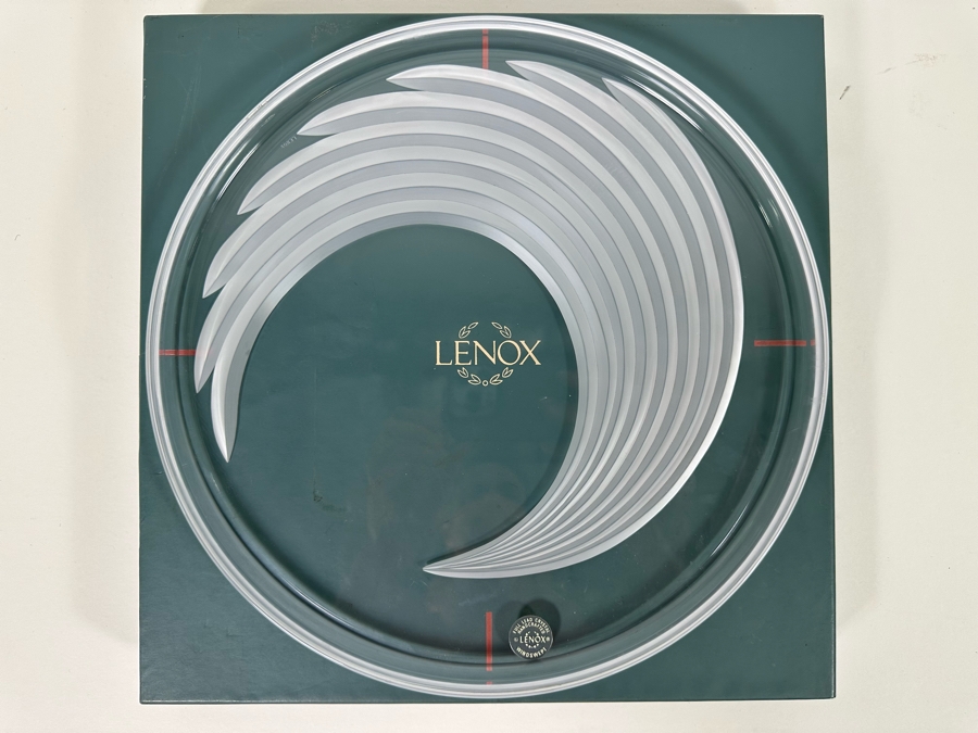 Vintage Lenox Glass 'The Windswept Collection' Platter With Box Made In Japan 11.5R [Photo 2]