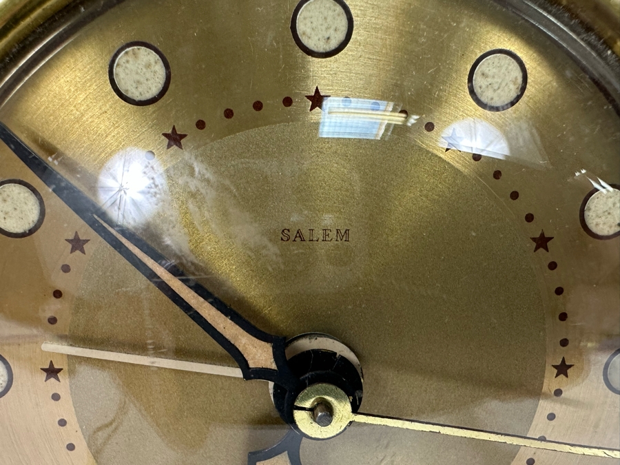Vintage Lucite And Brass Desk Clock By Salem Working 7.5W X 6H X 3D [Photo 5]
