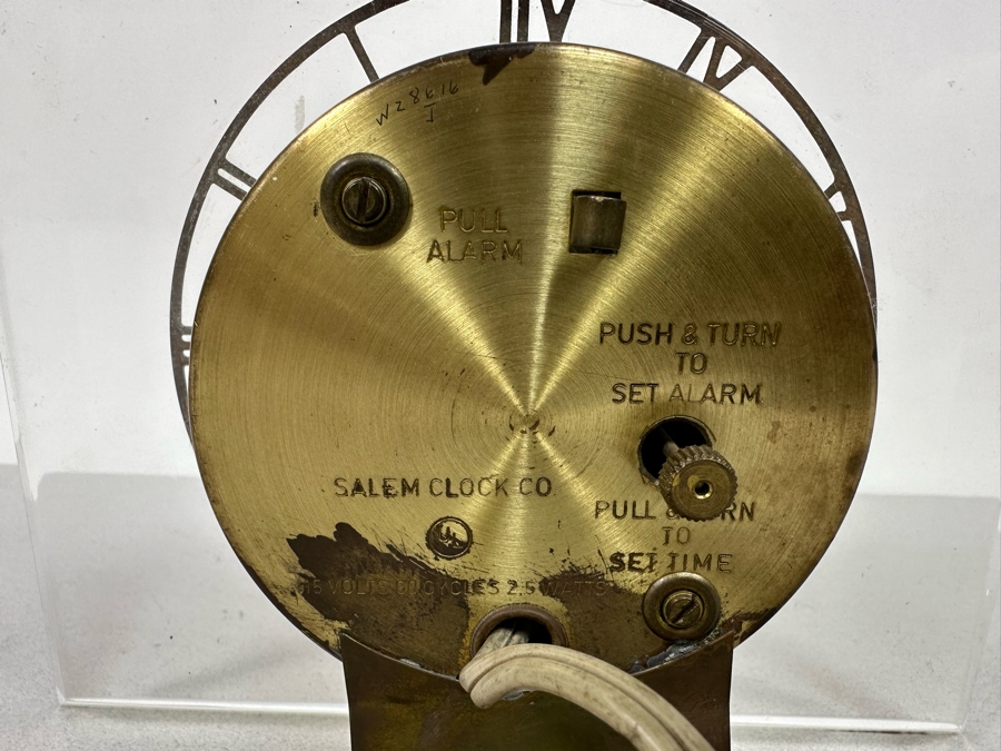 Vintage Lucite And Brass Desk Clock By Salem Working 7.5W X 6H X 3D [Photo 8]