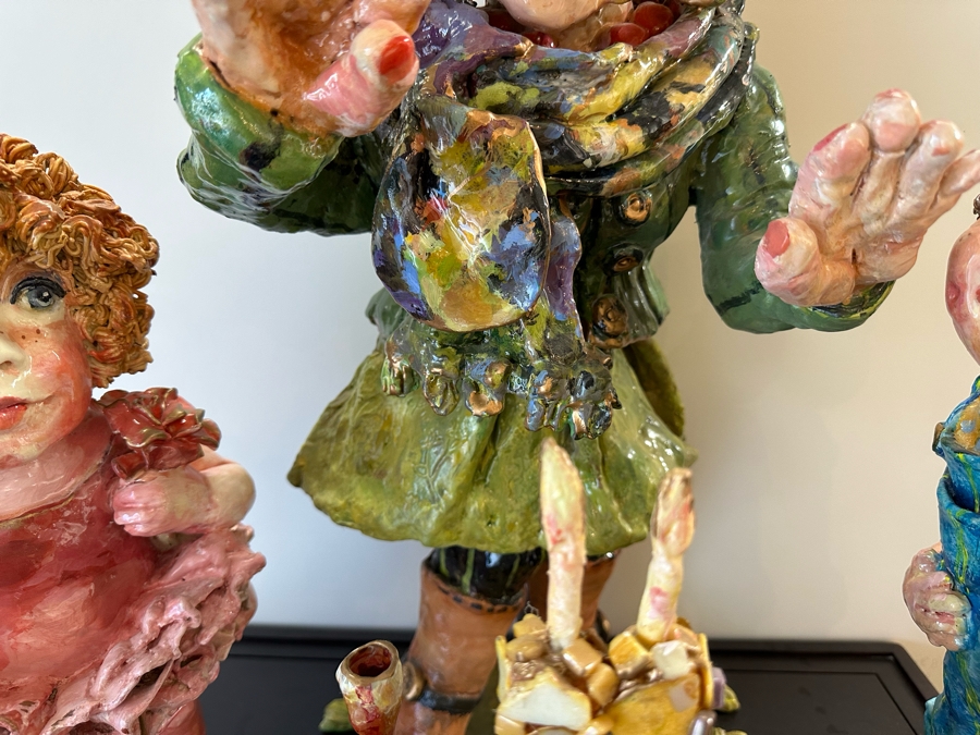 Impressive Large Scale Sculpture Featuring Mother With Son And Daughter On Large Wooden Stand Titled 'L'Dor V'Dor' Signed By Branah Layah And Bonnie Lee Roth - Was Formerly Displayed In A Museum 26.5W X 17.5D X 30H [Photo 14]