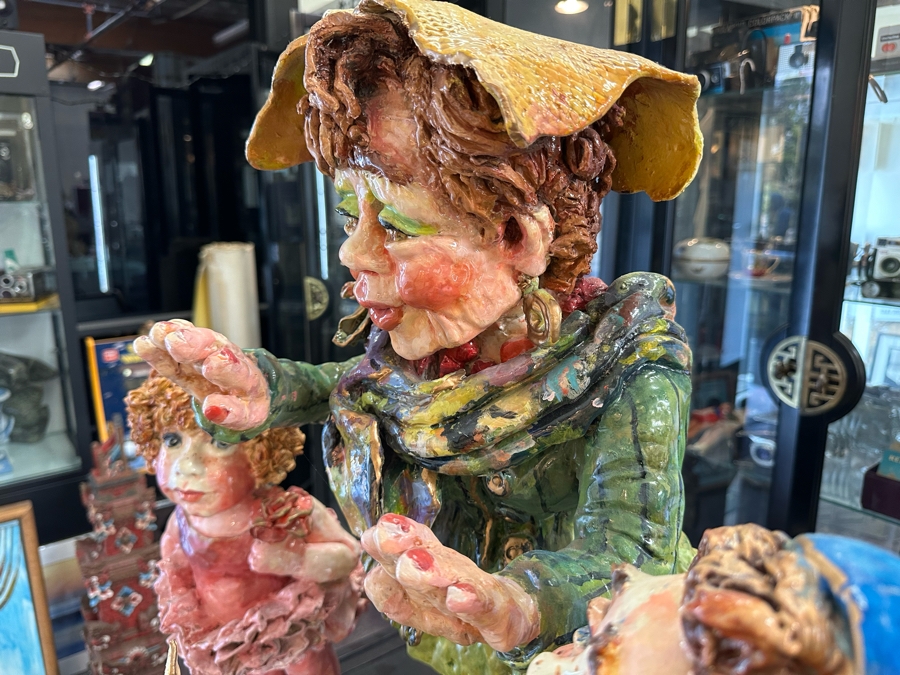 Impressive Large Scale Sculpture Featuring Mother With Son And Daughter On Large Wooden Stand Titled 'L'Dor V'Dor' Signed By Branah Layah And Bonnie Lee Roth - Was Formerly Displayed In A Museum 26.5W X 17.5D X 30H [Photo 19]