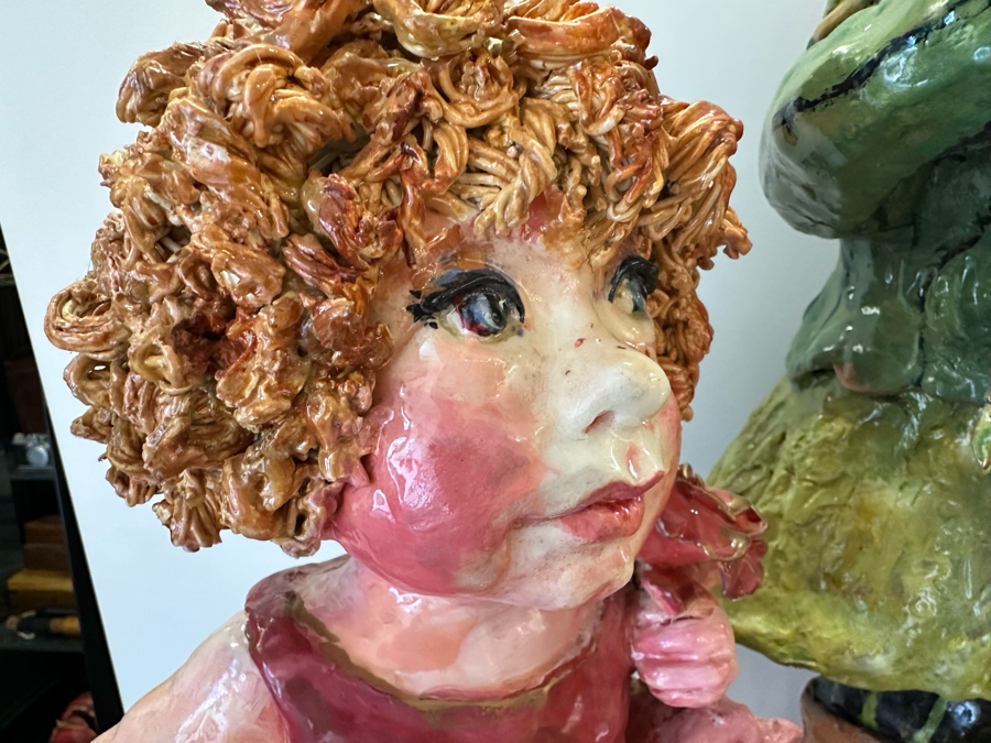 Impressive Large Scale Sculpture Featuring Mother With Son And Daughter On Large Wooden Stand Titled 'L'Dor V'Dor' Signed By Branah Layah And Bonnie Lee Roth - Was Formerly Displayed In A Museum 26.5W X 17.5D X 30H [Photo 7]