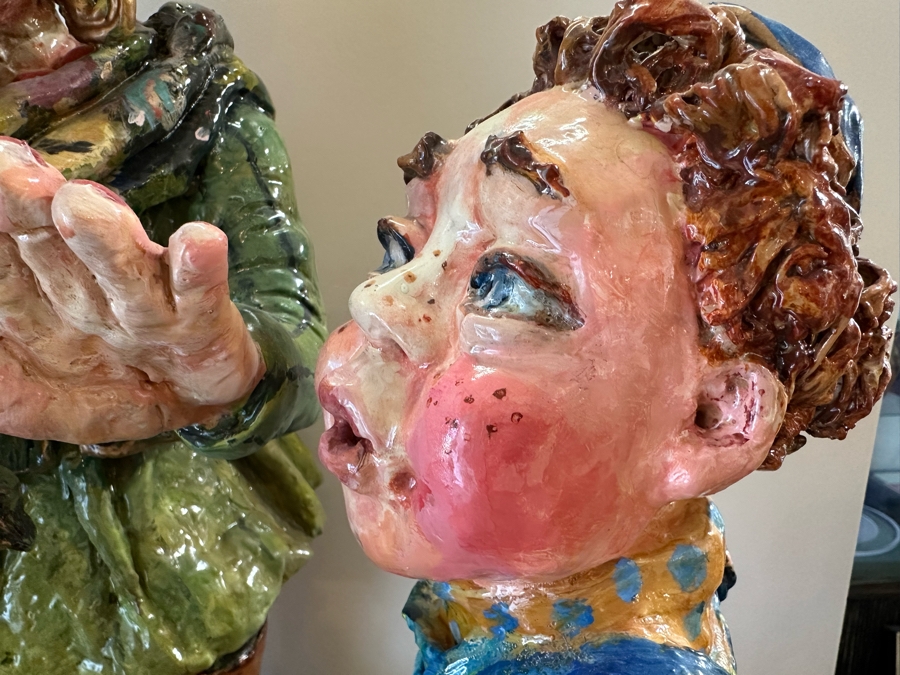 Impressive Large Scale Sculpture Featuring Mother With Son And Daughter On Large Wooden Stand Titled 'L'Dor V'Dor' Signed By Branah Layah And Bonnie Lee Roth - Was Formerly Displayed In A Museum 26.5W X 17.5D X 30H [Photo 8]