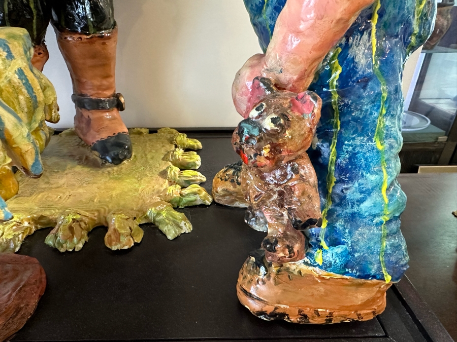 Impressive Large Scale Sculpture Featuring Mother With Son And Daughter On Large Wooden Stand Titled 'L'Dor V'Dor' Signed By Branah Layah And Bonnie Lee Roth - Was Formerly Displayed In A Museum 26.5W X 17.5D X 30H [Photo 9]