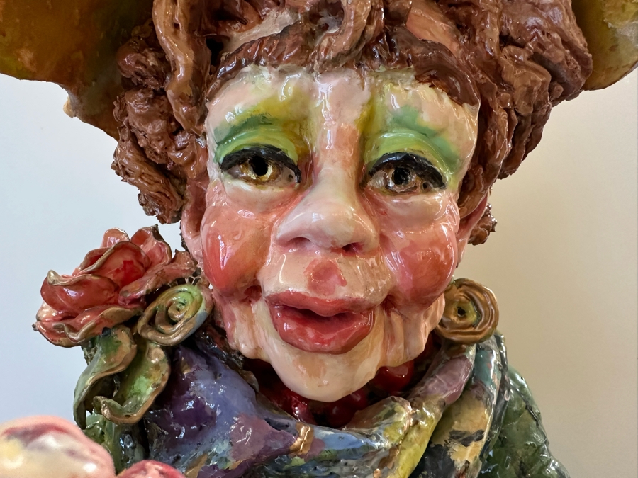 Impressive Large Scale Sculpture Featuring Mother With Son And Daughter On Large Wooden Stand Titled 'L'Dor V'Dor' Signed By Branah Layah And Bonnie Lee Roth - Was Formerly Displayed In A Museum 26.5W X 17.5D X 30H [Photo 11]