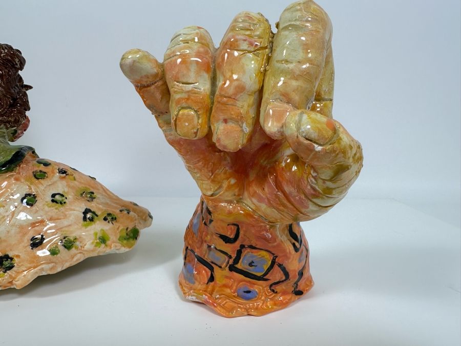 Bonnie Lee Roth (B. 1942, Southern California) Original Two-Piece Cheerful Bust & Hand Sculpture 14W X 12H [Photo 11]