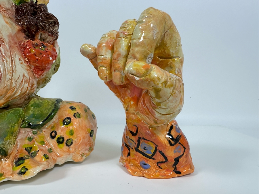 Bonnie Lee Roth (B. 1942, Southern California) Original Two-Piece Cheerful Bust & Hand Sculpture 14W X 12H [Photo 7]