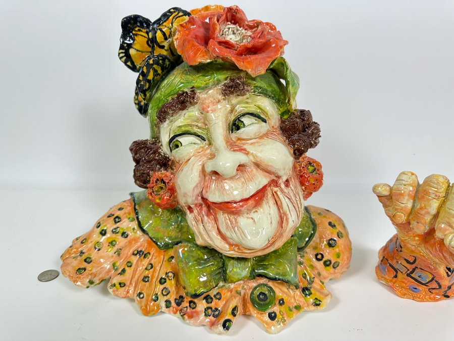 Bonnie Lee Roth (B. 1942, Southern California) Original Two-Piece Cheerful Bust & Hand Sculpture 14W X 12H [Photo 3]