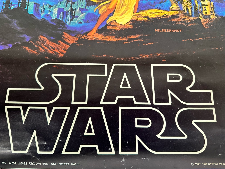 Vintage 1977 Star Wars Hildebrandt Artwork Poster By Image Factory Inc. Hollywood CA 20 X 28 Note Corner And Side Tears In Photos [Photo 7]