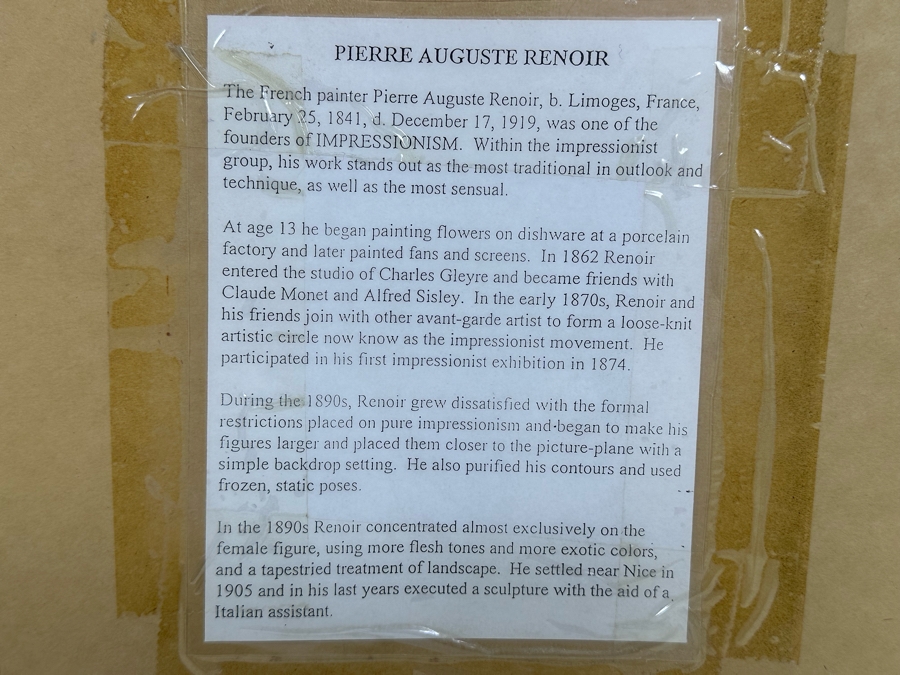 After Pierre-Auguste Renoir Print From The Book 'La Vie et L'oeuvre De' By Ambroise Vollard 10 X 8.5 Framed 23.5 X 22 [Photo 15]