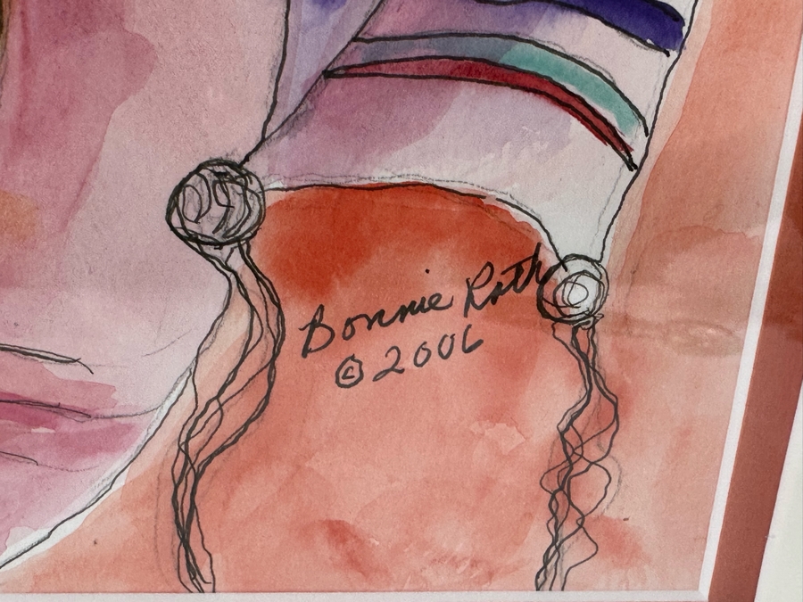 Bonnie Lee Roth (B. 1942, Southern California) Original Mixed-Media Watercolor Painting On Paper 20 X 15 Framed 29 X 24 [Photo 8]