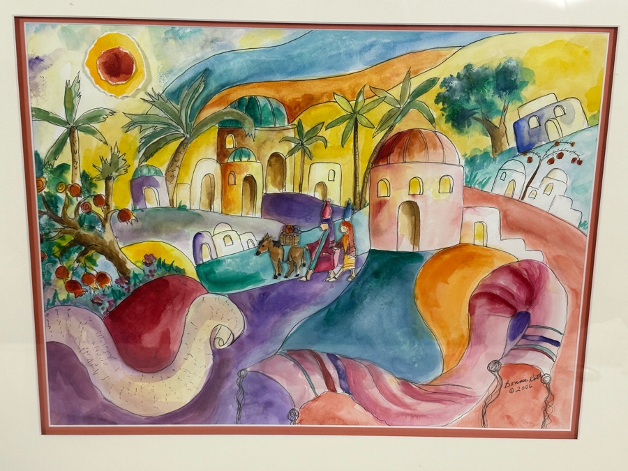 Bonnie Lee Roth (B. 1942, Southern California) Original Mixed-Media Watercolor Painting On Paper 20 X 15 Framed 29 X 24 [Photo 4]