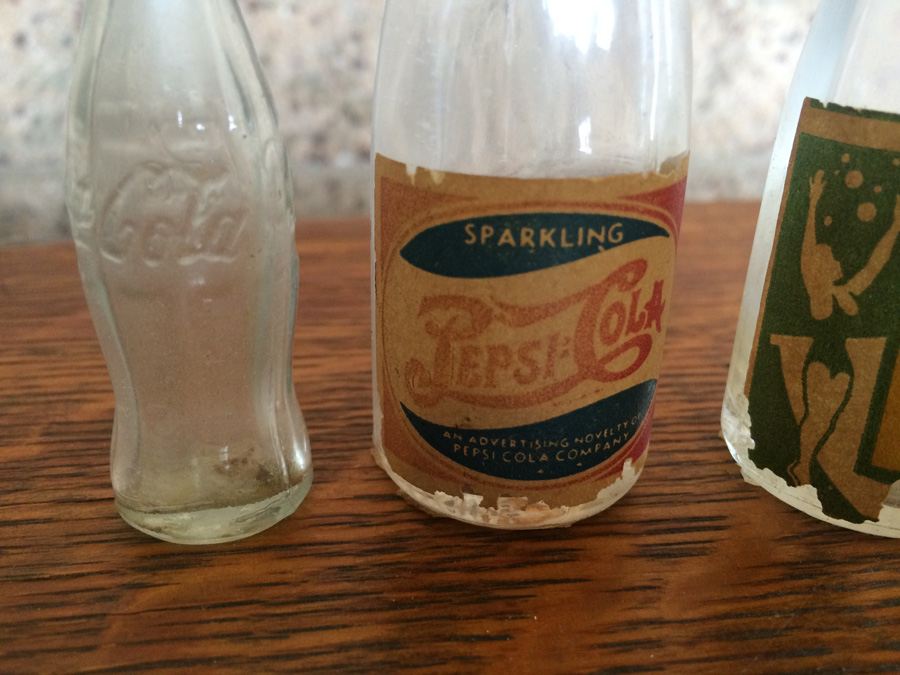 Set of 3 Vintage Soda Pop Miniature Bottles - Coca-Cola, Pepsi-Cola, 7up [Photo 4]