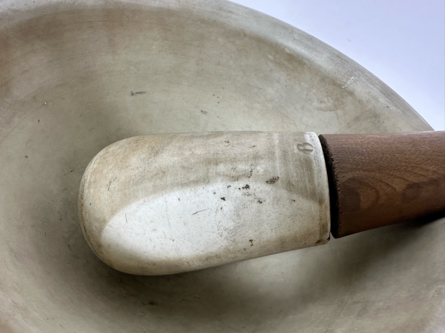 Vintage Apothecary Mortar 7.5W X 4.25H & Pestle 10L Stoneware Medicine Bowl [Photo 5]