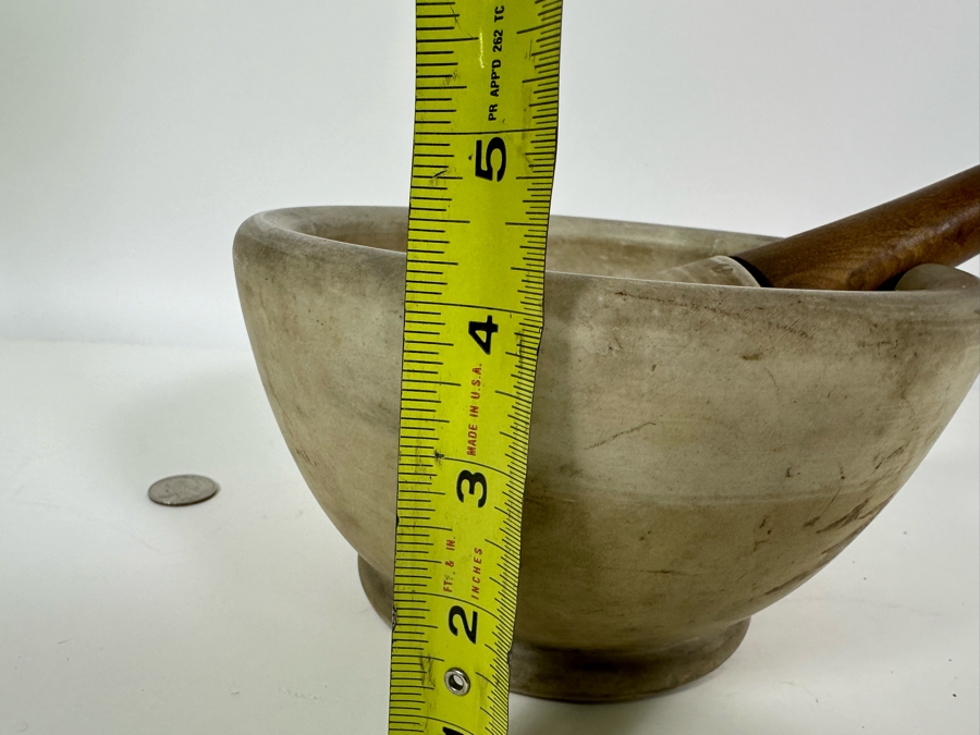 Vintage Apothecary Mortar 7.5W X 4.25H & Pestle 10L Stoneware Medicine Bowl [Photo 15]