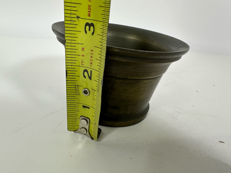 Vintage Brass Apothecary Mortar 4W X 2.5H & Pestle 6L Medicine Bowl [Photo 9]