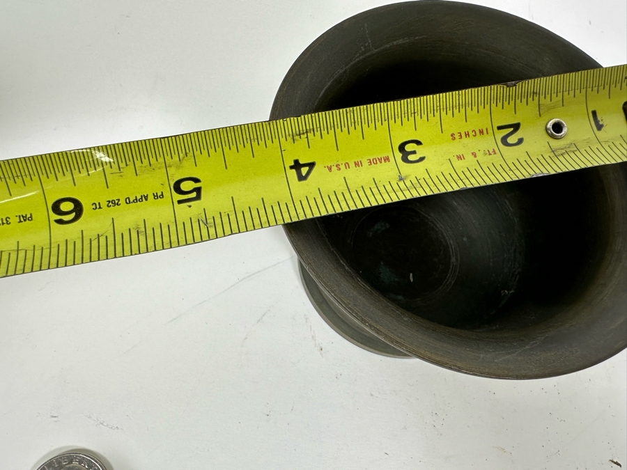 Vintage Brass Apothecary Mortar 4W X 2.5H & Pestle 6L Medicine Bowl [Photo 8]