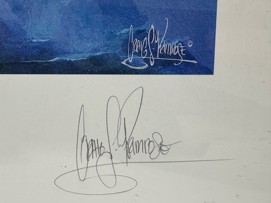 Craig S. Primrose Artist Hand Signed Print Titled 'Coastline' In Nice Wooden Bamboo Motif Frame 34 X 16 [Photo 9]